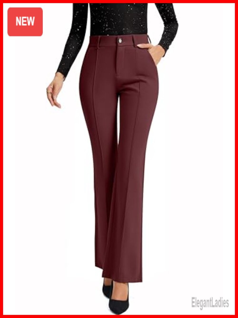 FUNYYZO High Waist Bootcut Flare Work Pants Stretch Business Slacks